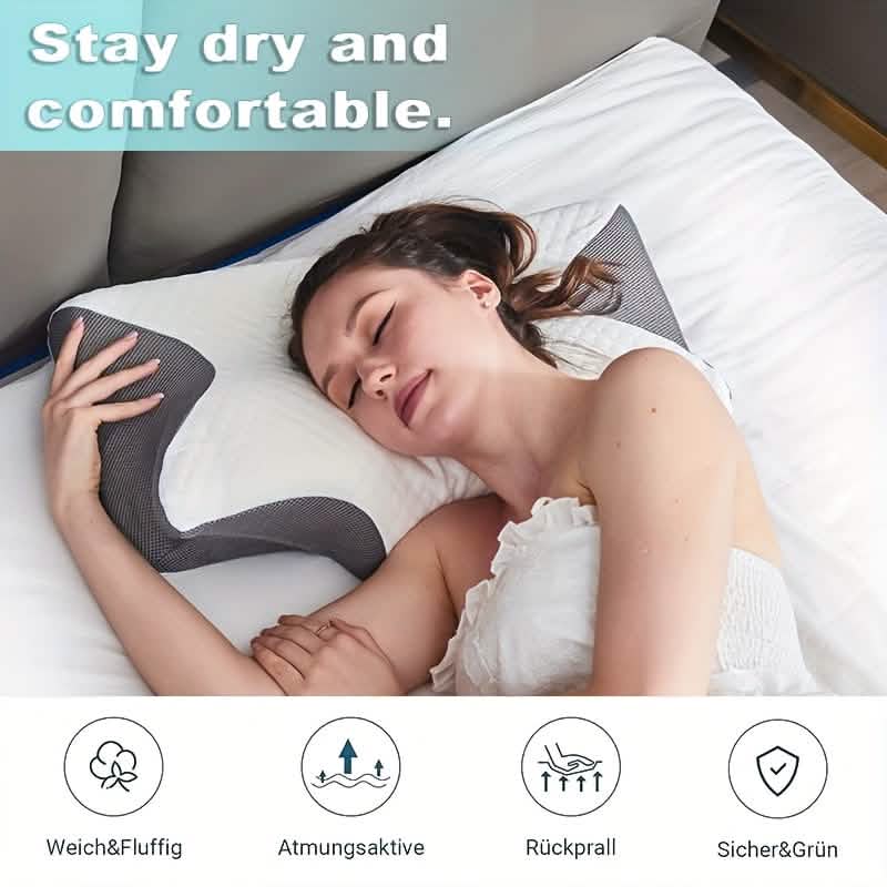 Ergonomic Memory Foam Neck Pillow – Slow Rebound, Back & Side Sleeper - A-1 Thread Vault