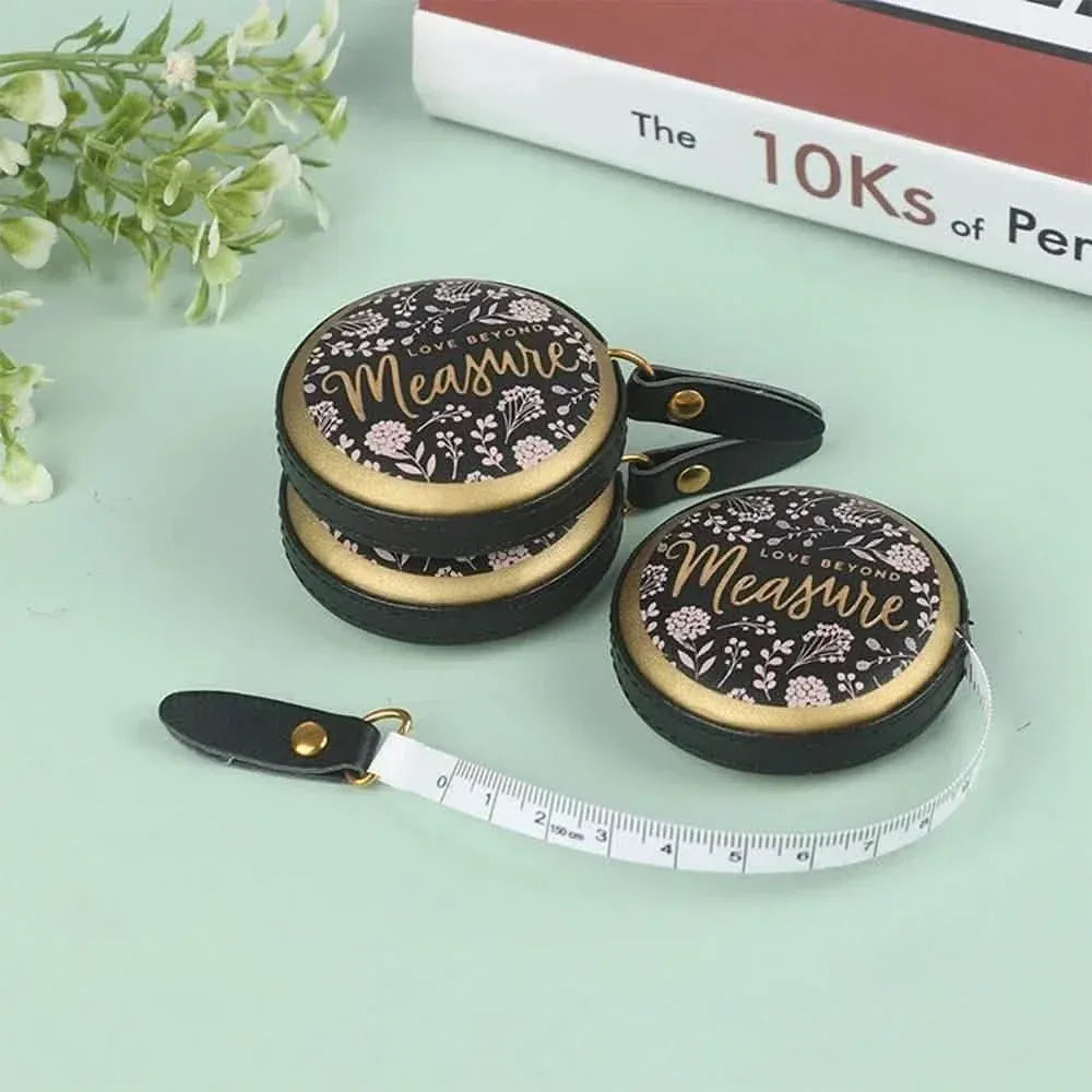 1.5m Centimeter Inch Roll Tape Portable Retractable Vintage PU Leather Mini Tape - A-1 Thread Vault