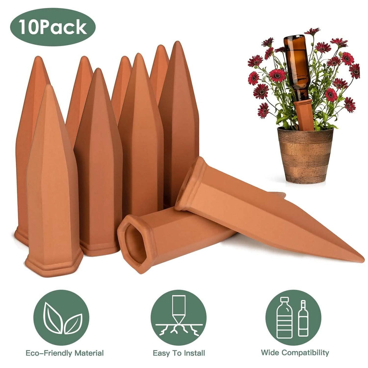 10-Pack: Spikes Teracotta Plant Watering Device - A-1 Thread Vault