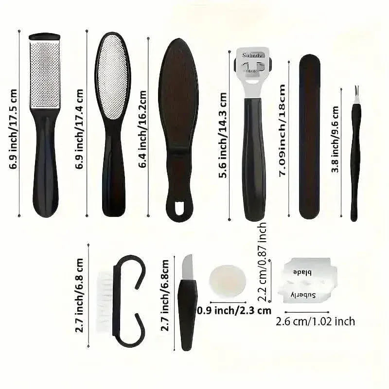 10-Piece Set: Stainless Steel Foot Care Kit - Portable Pedicure & Manicure Set - A-1 Thread Vault