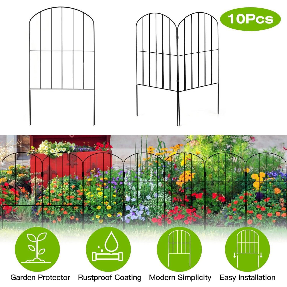 10-Pieces: Decorative Garden Fence Rustproof Iron Wire Arched Fence - A-1 Thread Vault