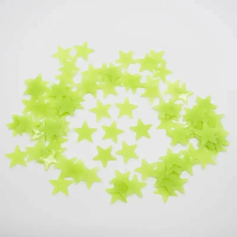 100-Pieces: Luminous Glow in the Dark Star Wall Stickers - A-1 Thread Vault