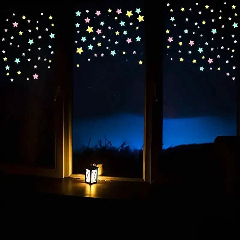 100-Pieces: Luminous Glow in the Dark Star Wall Stickers - A-1 Thread Vault