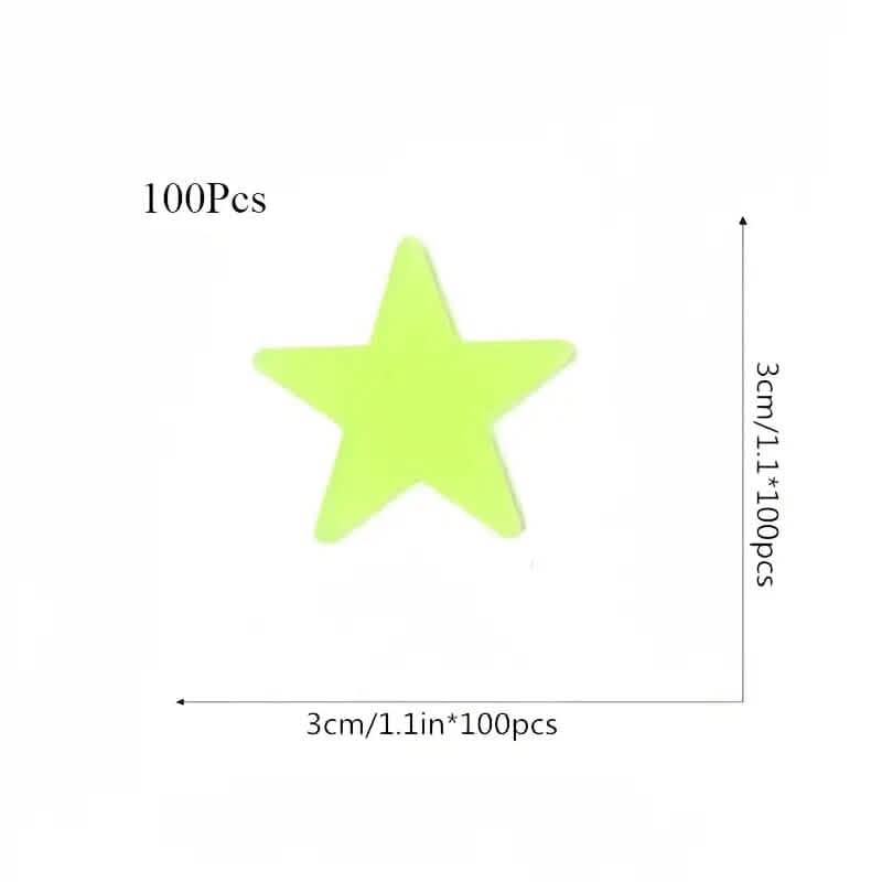 100-Pieces: Luminous Glow in the Dark Star Wall Stickers - A-1 Thread Vault