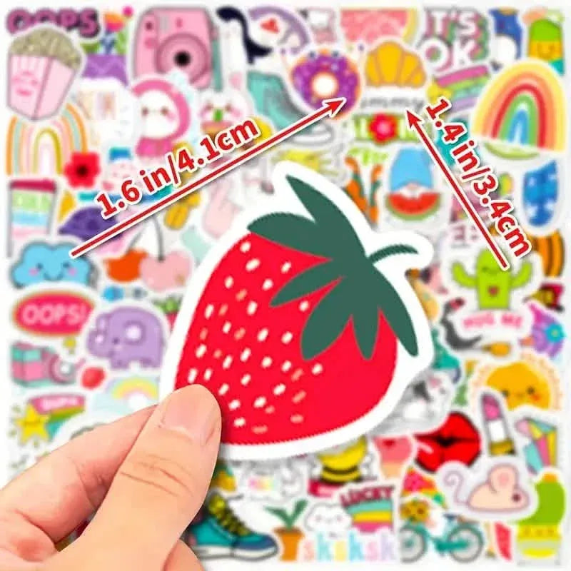 100-Pieces: VSCO Sticker Pack - Cute Cartoon Designs, Waterproof Vinyl Decals for Laptops, Water Bottles & Luggage - A-1 Thread Vault