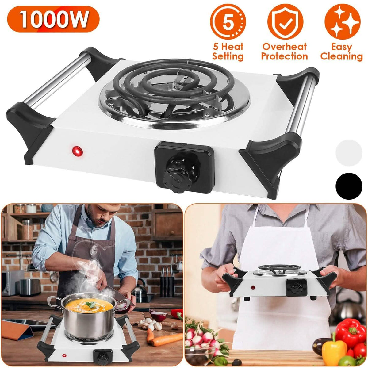 1000W Electric Burner Portable Coil Heating Hot Plate Stove Countertop - A-1 Thread Vault
