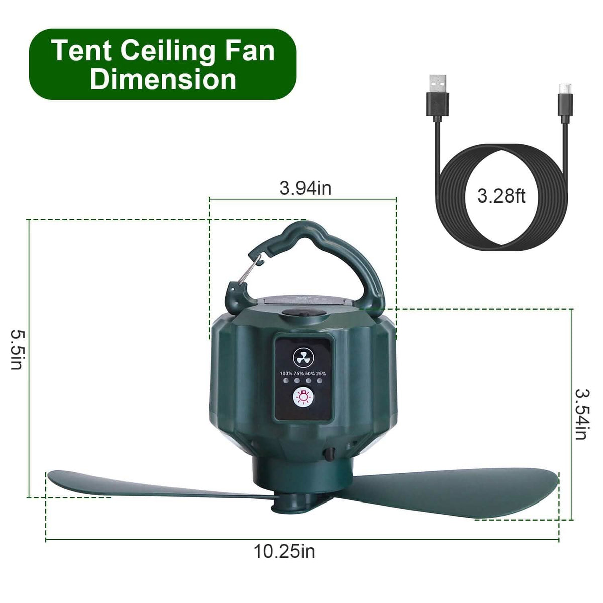 10400mAh USB Battery Powered Hanging Tent Lantern Fan Power Bank - A-1 Thread Vault
