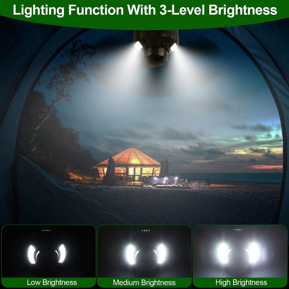 10400mAh USB Battery Powered Hanging Tent Lantern Fan Power Bank - A-1 Thread Vault
