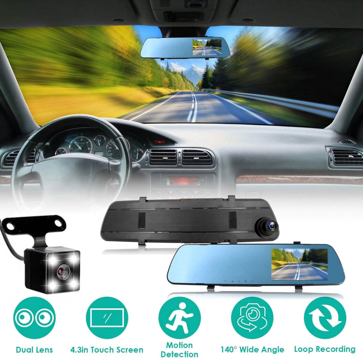 1080P Car DVR 4.3inches Dash Cam with 140° Angle Loop Recording - A-1 Thread Vault