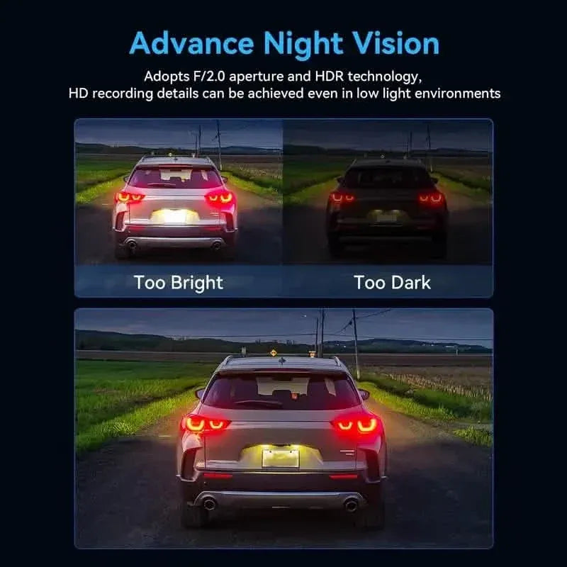 1080P Triple Dash Cam Front, Inside and Rear with 32GB Card, Night Vision, HDR & More - A-1 Thread Vault