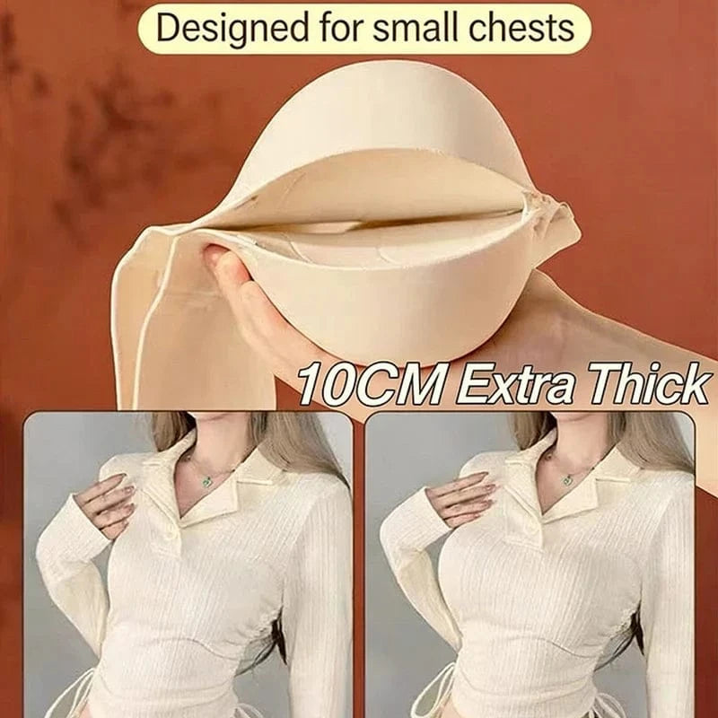 10CM Extreme Push up Strapless Bra for Small Chest Front Closure Anti-Slip Lift Perky Fake Boobs AA a B Cups No Side Bulge - A-1 Thread Vault