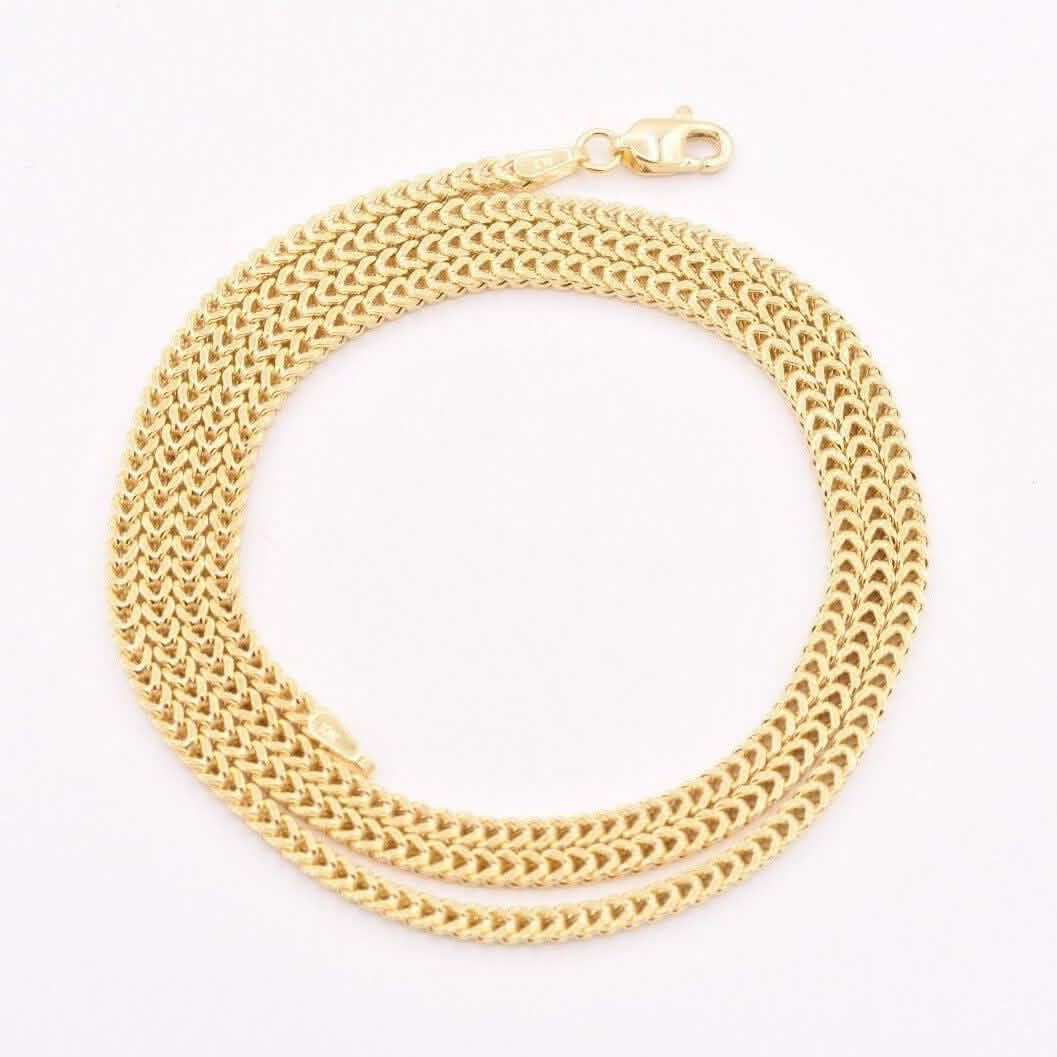 10K Yellow Gold 2MM Wheat Franco Box Chain Pendant Necklace - A-1 Thread Vault