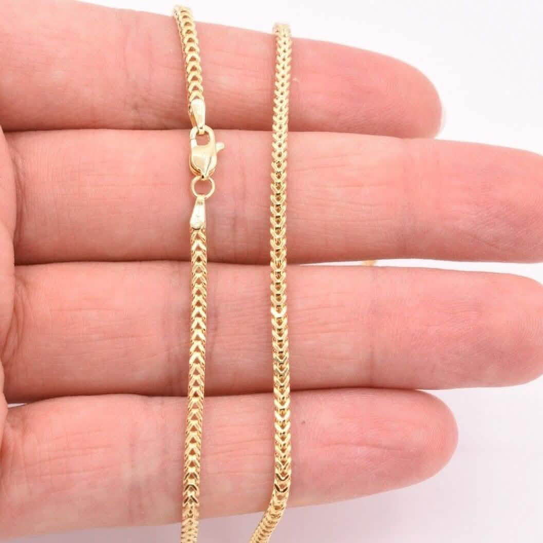 10K Yellow Gold 2MM Wheat Franco Box Chain Pendant Necklace - A-1 Thread Vault