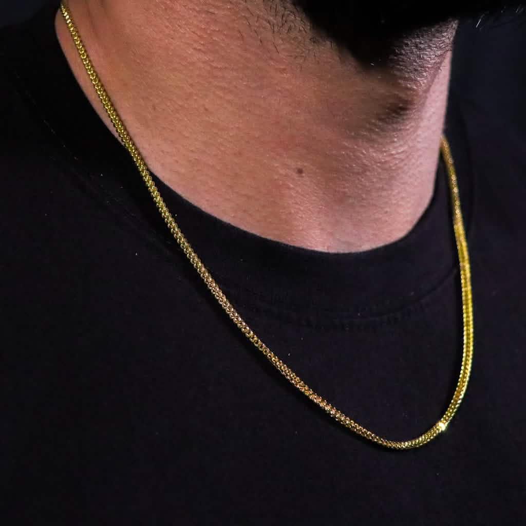 10K Yellow Gold 2MM Wheat Franco Box Chain Pendant Necklace - A-1 Thread Vault