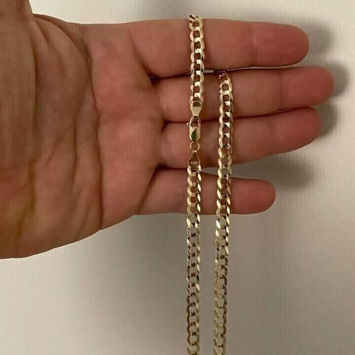 10k Yellow Gold 5MM Curb Chain Cuban Link Necklace 16"-30" Made In Italy - A-1 Thread Vault