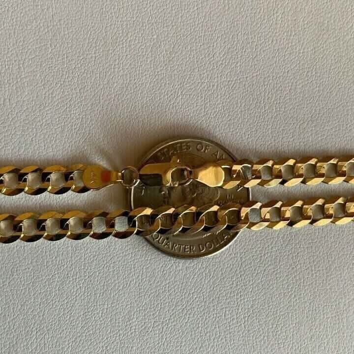 10k Yellow Gold 5MM Curb Chain Cuban Link Necklace 16"-30" Made In Italy - A-1 Thread Vault