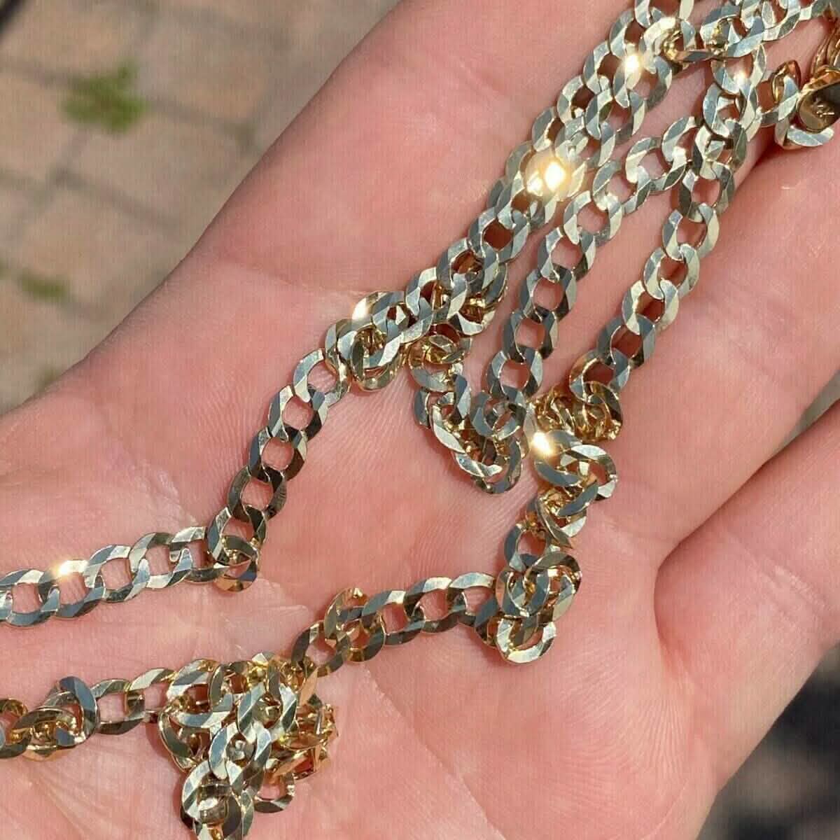 10k Yellow Gold 5MM Curb Chain Cuban Link Necklace 16"-30" Made In Italy - A-1 Thread Vault