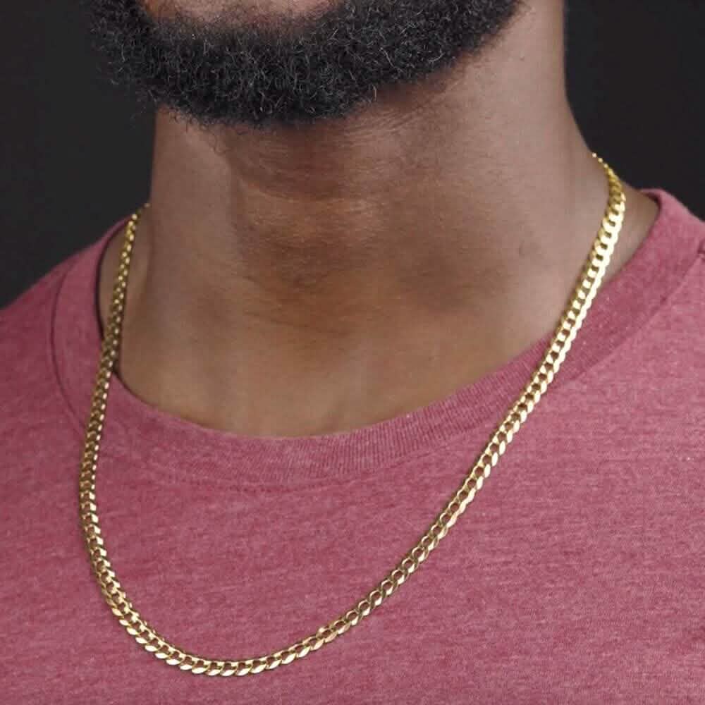 10k Yellow Gold 5MM Curb Chain Cuban Link Necklace 18" - A-1 Thread Vault