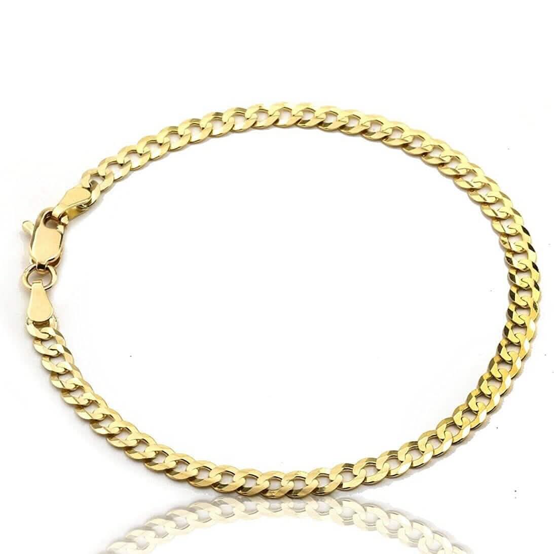 10K Yellow Gold Cuban Curb Chain Bracelet Anklet For Women – 2mm - A-1 Thread Vault