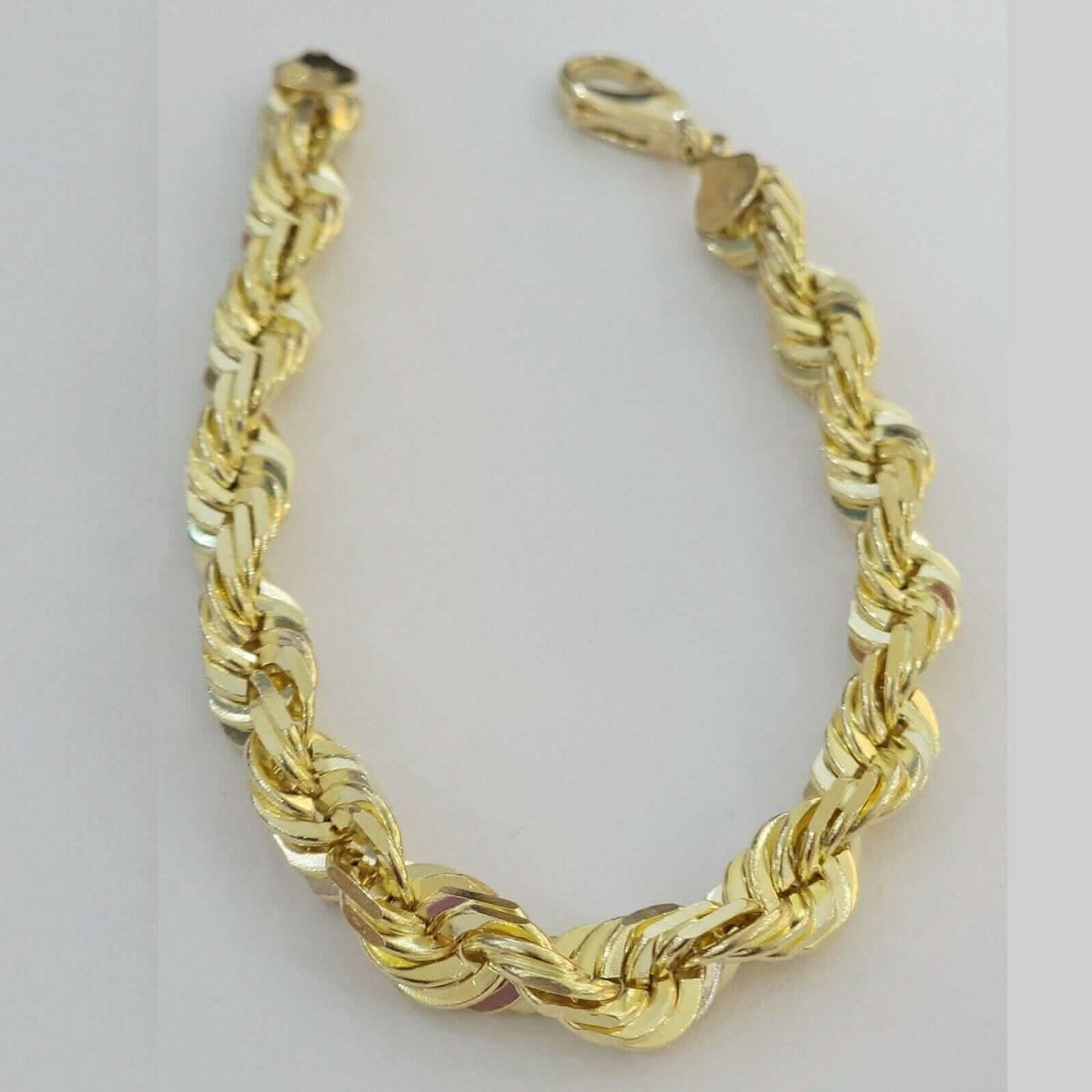 10k Yellow Gold Mens 6mm Diamond Cut Rope Genuine Italian Chain Link Bracelet 8" - A-1 Thread Vault