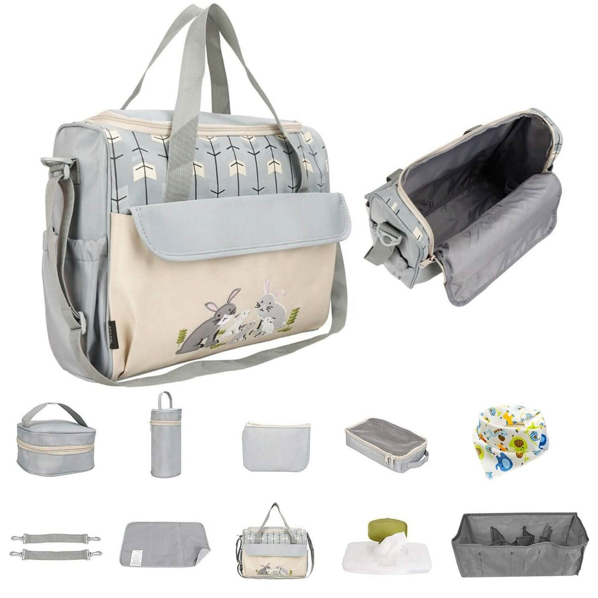 11-Piece Set: Multifunctional Diaper Handbags with Food Bag - A-1 Thread Vault