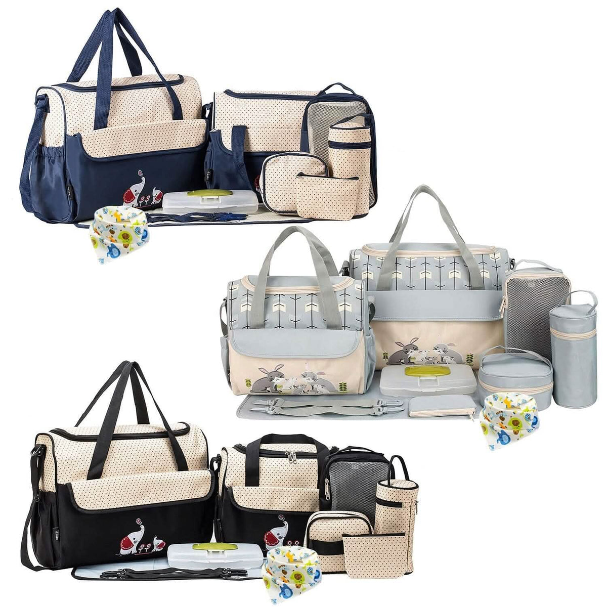 11-Piece Set: Multifunctional Diaper Handbags with Food Bag - A-1 Thread Vault