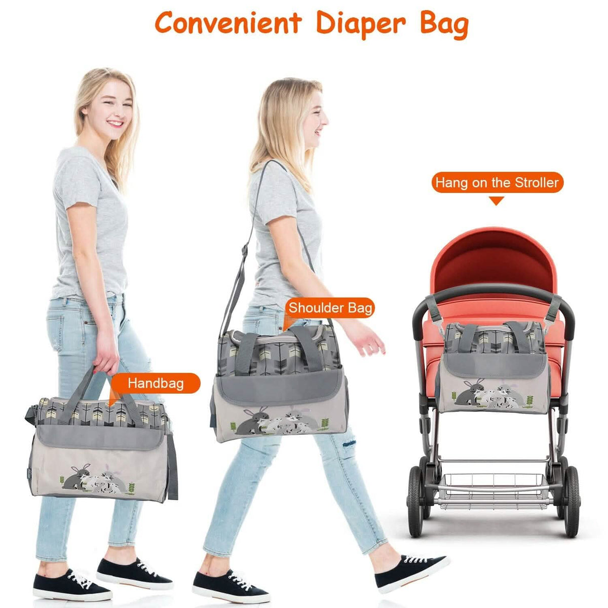11-Piece Set: Multifunctional Diaper Handbags with Food Bag - A-1 Thread Vault