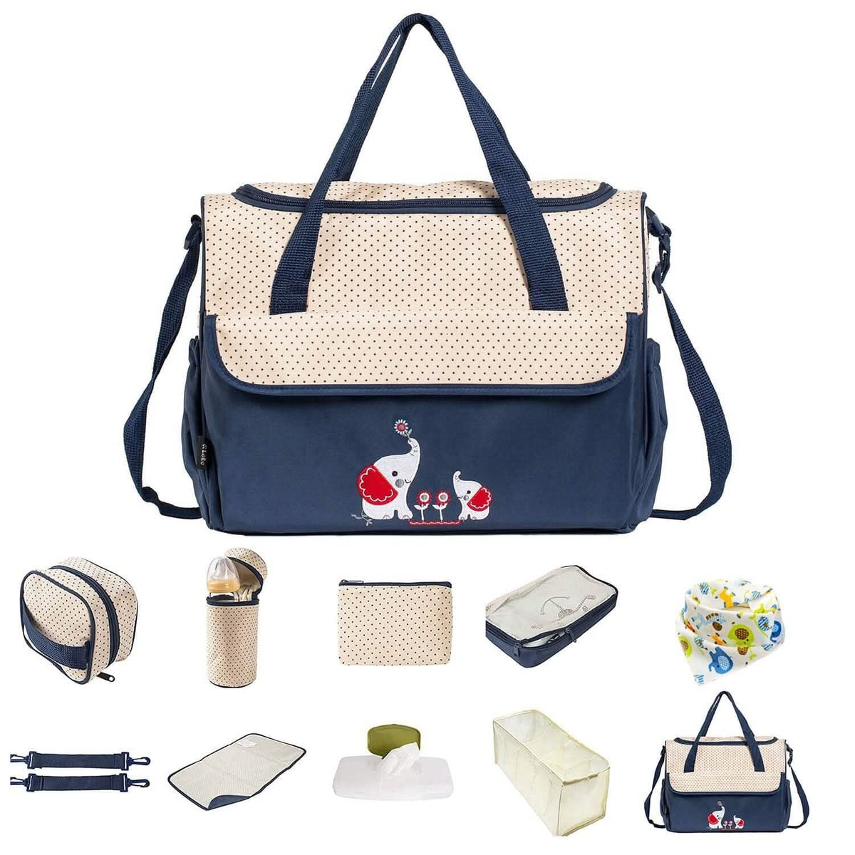 11-Piece Set: Multifunctional Diaper Handbags with Food Bag - A-1 Thread Vault