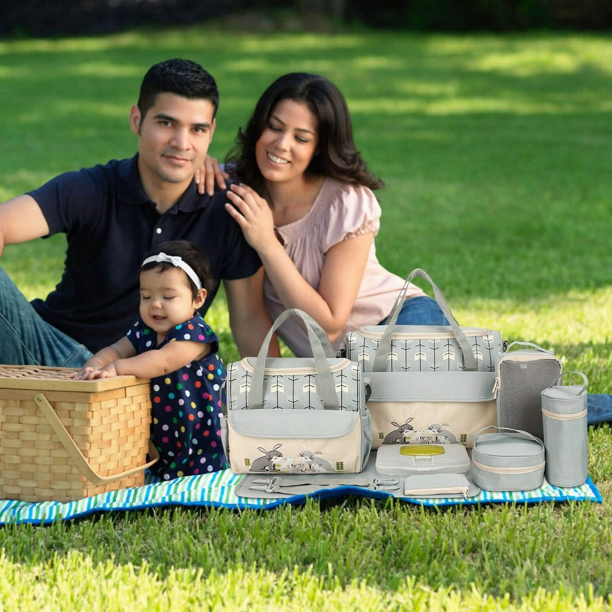 11-Piece Set: Multifunctional Diaper Handbags with Food Bag - A-1 Thread Vault