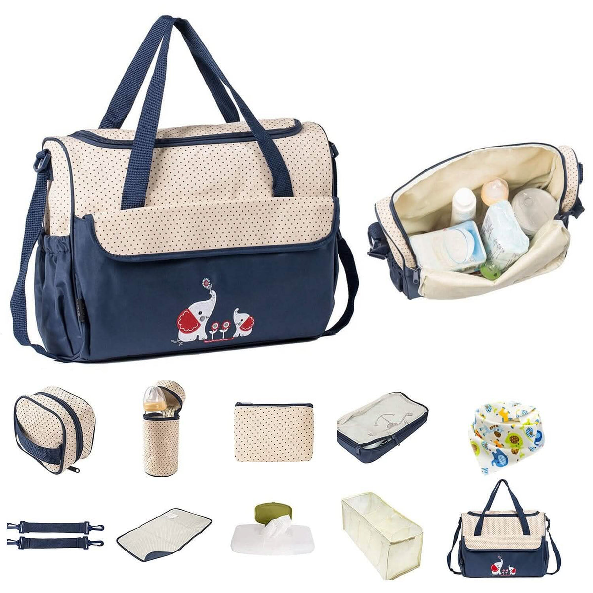 11-Piece Set: Multifunctional Diaper Handbags with Food Bag - A-1 Thread Vault