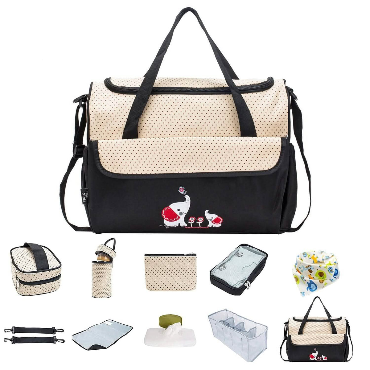11-Piece Set: Multifunctional Diaper Handbags with Food Bag - A-1 Thread Vault