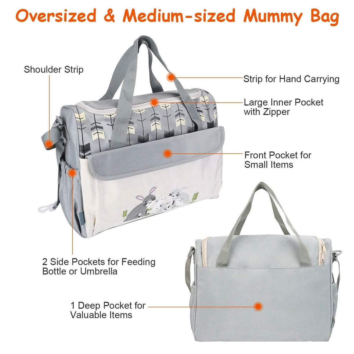 11-Piece Set: Multifunctional Diaper Handbags with Food Bag - A-1 Thread Vault