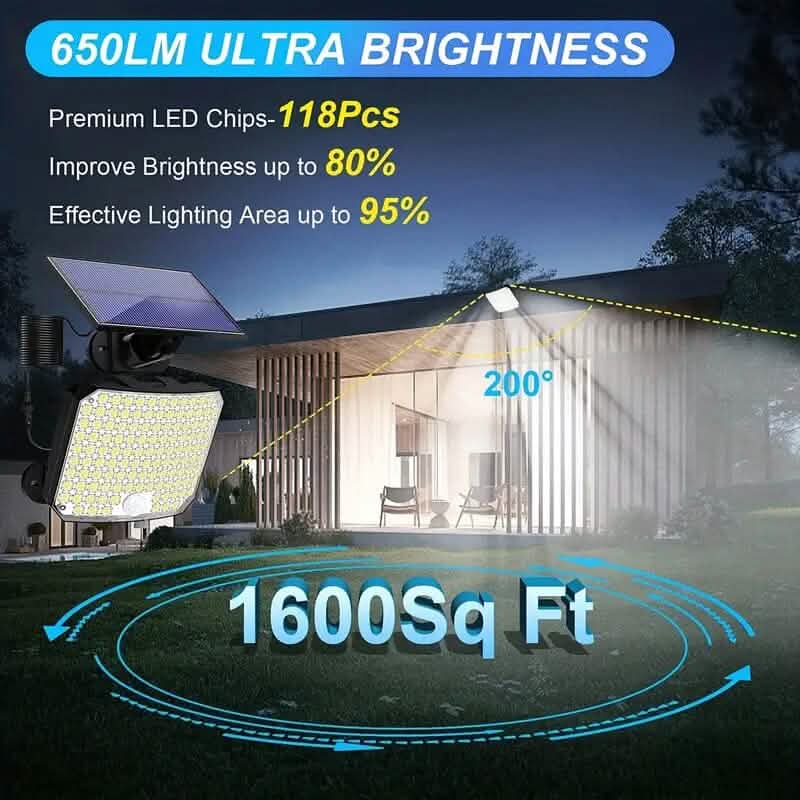 118 LED Solar Motion Sensor Flood Lights with Remote Control - A-1 Thread Vault