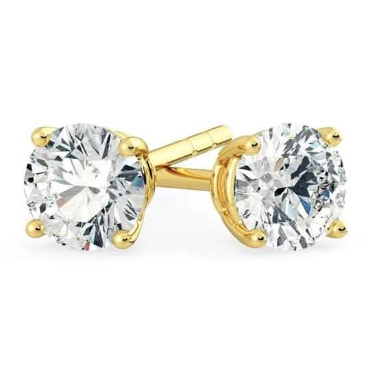 1/2 Ct TW Real Natural Round-Cut Diamond Solitaire 14K Gold Stud Earrings - A-1 Thread Vault