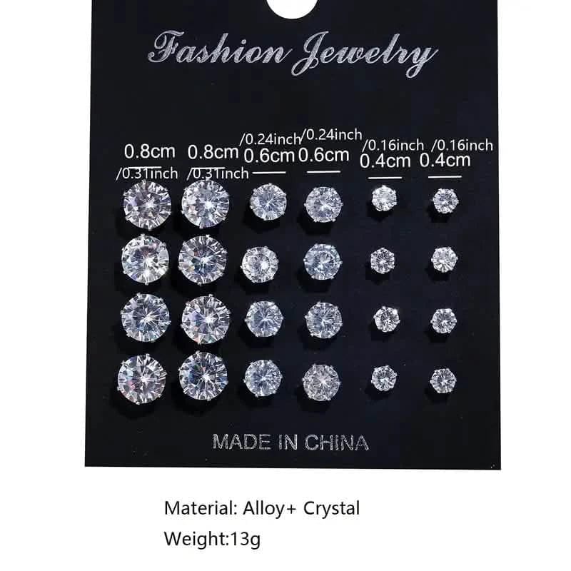 12-Pairs: Fashion Stainless Steel Stud Earrings - A-1 Thread Vault