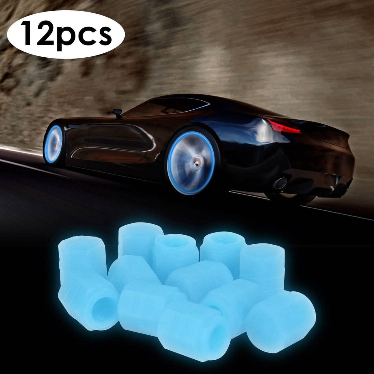 12-Piece: Luminous Car Tire Valve Stem Covers - A-1 Thread Vault