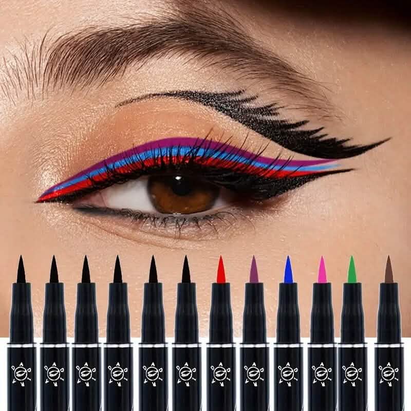 12-Pieces: Luxurious Waterproof Long-Wearing Liquid Eyeliner Set - A-1 Thread Vault