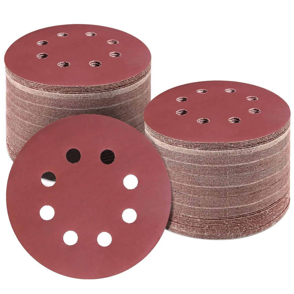 120-Pack: 5-Inch 8 Hole Round Sandpapers - A-1 Thread Vault