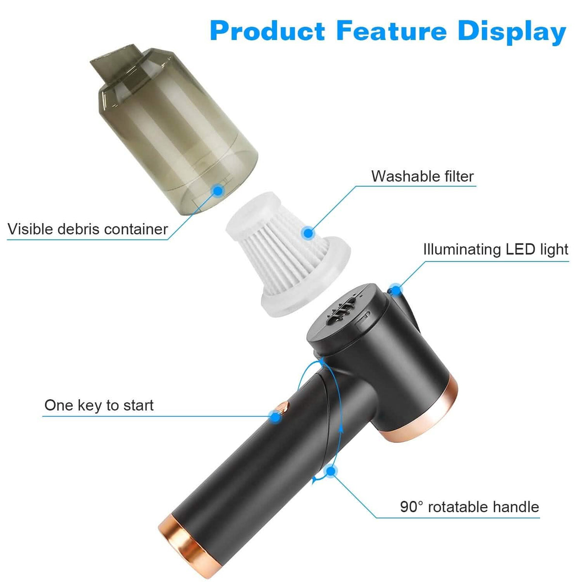 120W 9000PA Cordless Handheld Car Vacuum Cleaner with Searchlight - A-1 Thread Vault