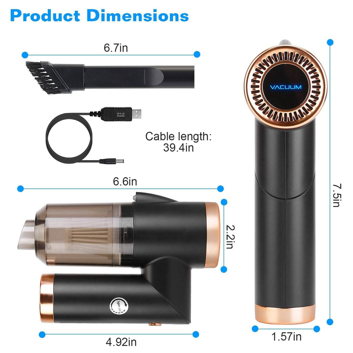 120W 9000PA Cordless Handheld Car Vacuum Cleaner with Searchlight - A-1 Thread Vault