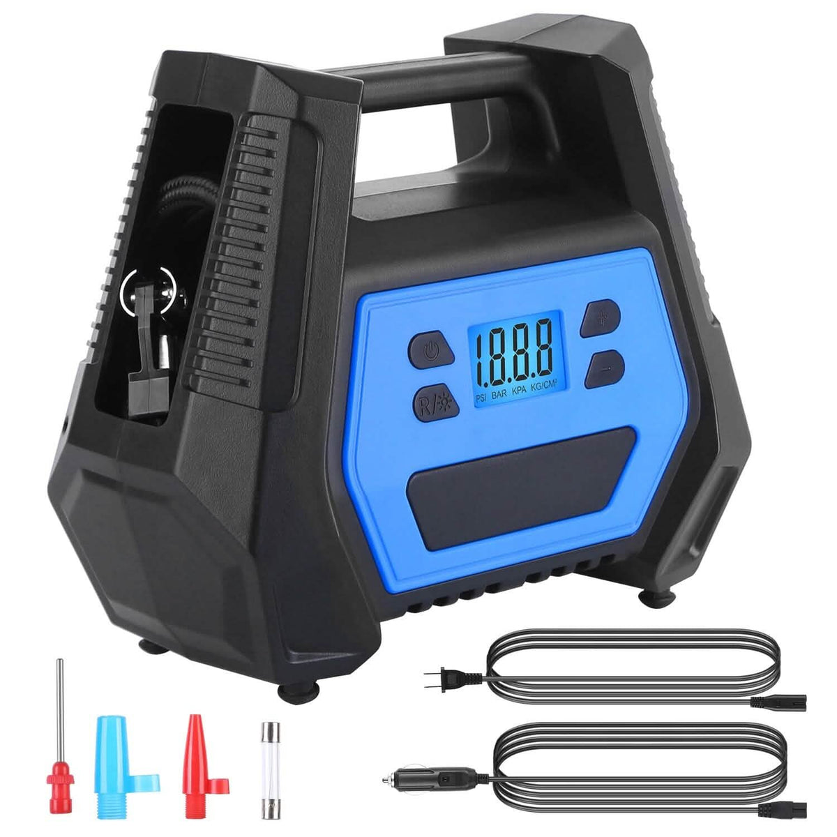 120W Max Power Portable Tire Pump with Digital Display LED Light - A-1 Thread Vault