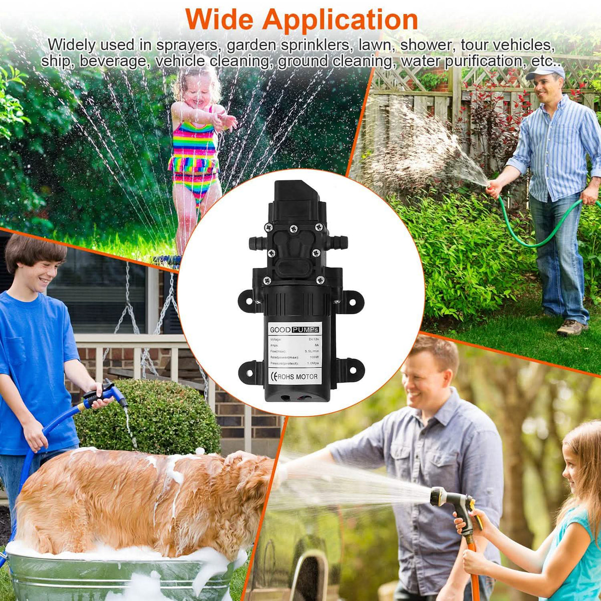 12V Water Pump with 2 Hose Clamps 123PSI Self Priming Sprayer Pump - A-1 Thread Vault