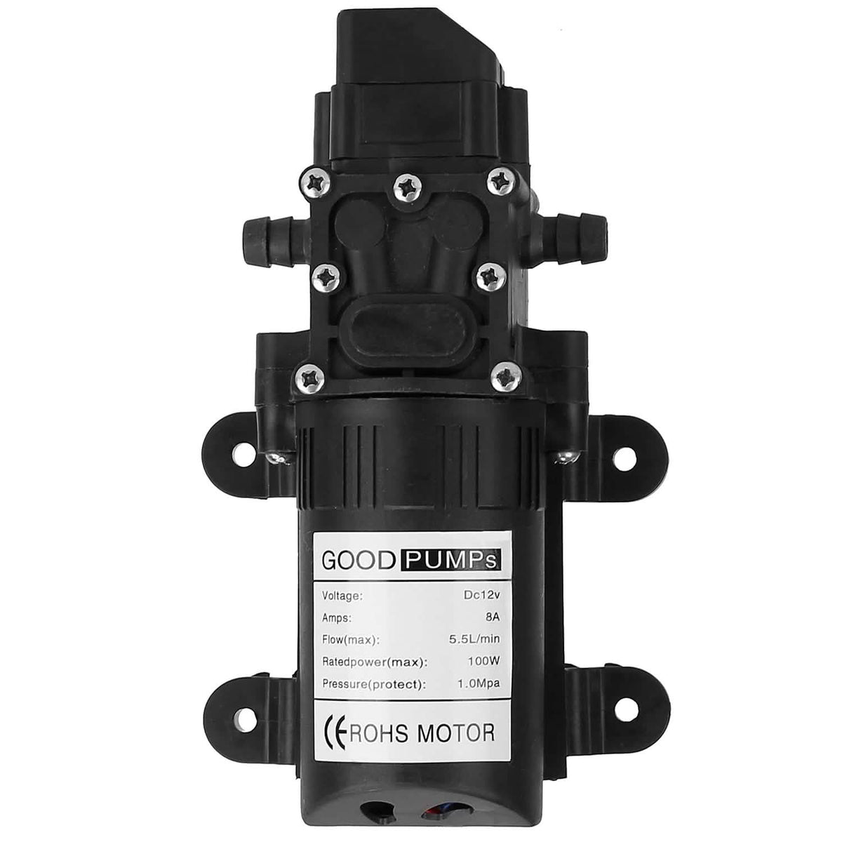 12V Water Pump with 2 Hose Clamps 123PSI Self Priming Sprayer Pump - A-1 Thread Vault