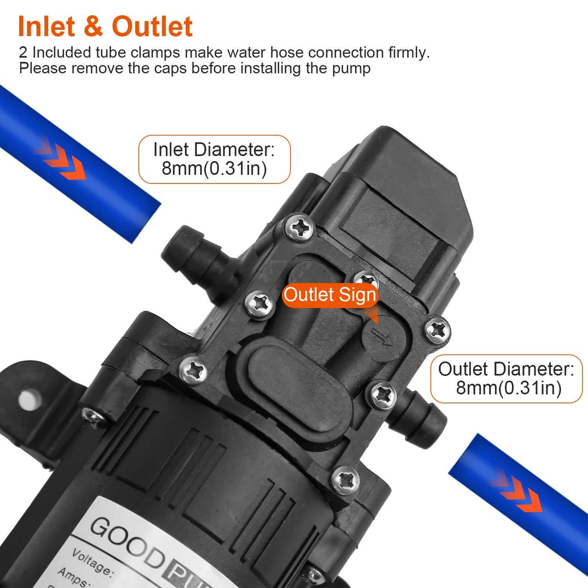 12V Water Pump with 2 Hose Clamps 123PSI Self Priming Sprayer Pump - A-1 Thread Vault