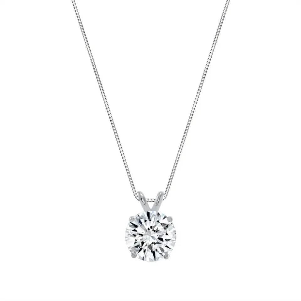 1/4 - 2 Ct T.W. Natural Diamond Solitaire Pendant in 14K White or Yellow Gold - A-1 Thread Vault
