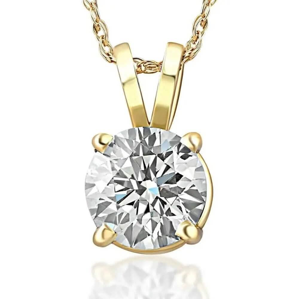 1/4 - 2 Ct T.W. Natural Diamond Solitaire Pendant in 14K White or Yellow Gold - A-1 Thread Vault