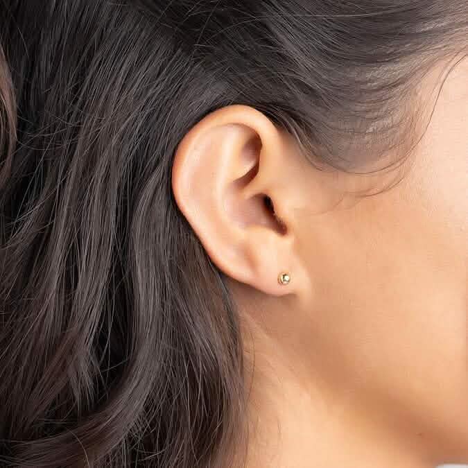 14k Gold Ball Stud Earrings, High Polish Finish Ball Studs - A-1 Thread Vault