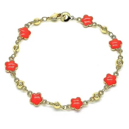 14k Gold Filled High Polish Finish Enamel Flower Bracelet - A-1 Thread Vault