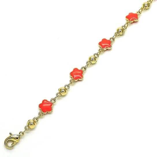 14k Gold Filled High Polish Finish Enamel Flower Bracelet - A-1 Thread Vault