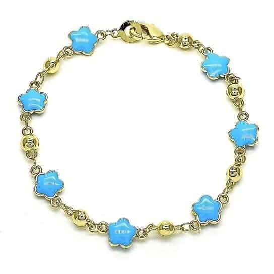 14k Gold Filled High Polish Finish Enamel Flower Bracelet - A-1 Thread Vault